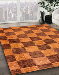 Abstract Neon Orange Checkered Rug, abs134