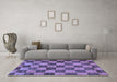 Machine Washable Checkered Blue Modern Rug in a Living Room, wshabs134blu