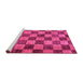 Sideview of Machine Washable Checkered Pink Modern Rug, wshabs134pnk