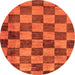 Round Machine Washable Checkered Orange Modern Area Rugs, wshabs134org