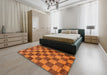 Abstract Neon Orange Checkered Rug in a Bedroom, abs134