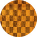 Round Checkered Yellow Modern Rug, abs134yw