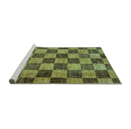 Sideview of Machine Washable Checkered Turquoise Modern Area Rugs, wshabs134turq