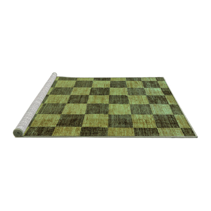Sideview of Machine Washable Checkered Turquoise Modern Area Rugs, wshabs134turq