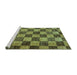 Sideview of Machine Washable Checkered Turquoise Modern Area Rugs, wshabs134turq