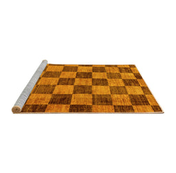 Sideview of Machine Washable Checkered Yellow Modern Rug, wshabs134yw