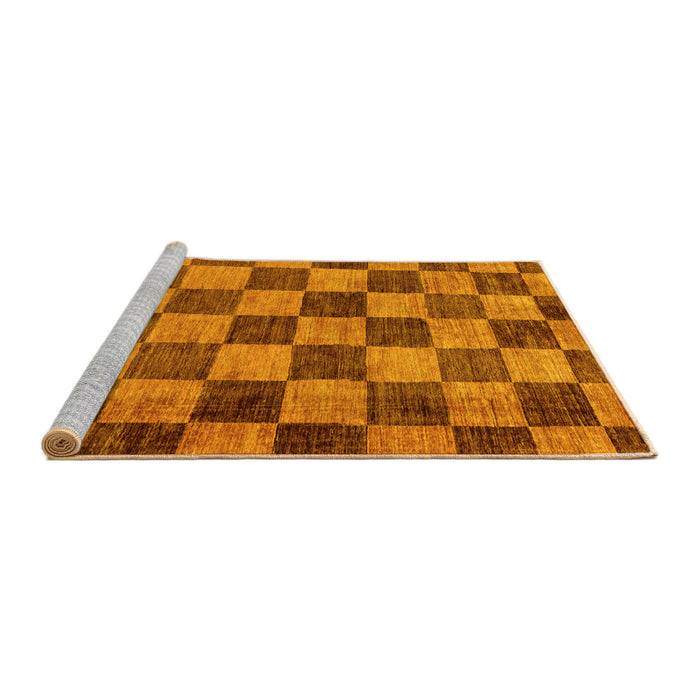 Sideview of Machine Washable Checkered Yellow Modern Rug, wshabs134yw