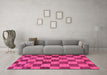 Machine Washable Checkered Pink Modern Rug in a Living Room, wshabs134pnk