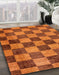 Abstract Neon Orange Checkered Rug in Family Room, abs134