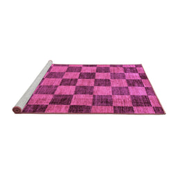 Sideview of Machine Washable Checkered Purple Modern Area Rugs, wshabs134pur