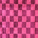 Square Machine Washable Checkered Pink Modern Rug, wshabs134pnk