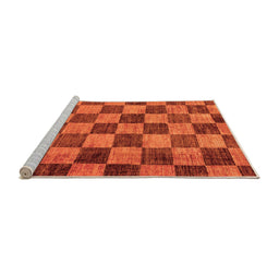 Sideview of Machine Washable Checkered Orange Modern Area Rugs, wshabs134org