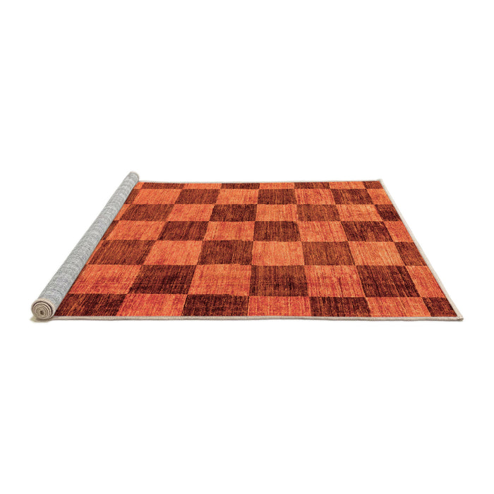 Sideview of Machine Washable Checkered Orange Modern Area Rugs, wshabs134org