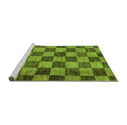 Sideview of Machine Washable Checkered Green Modern Area Rugs, wshabs134grn