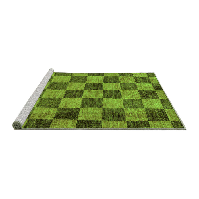 Sideview of Machine Washable Checkered Green Modern Area Rugs, wshabs134grn