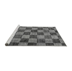 Sideview of Machine Washable Checkered Gray Modern Rug, wshabs134gry
