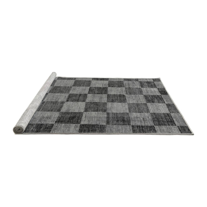 Sideview of Machine Washable Checkered Gray Modern Rug, wshabs134gry