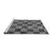 Sideview of Machine Washable Checkered Gray Modern Rug, wshabs134gry