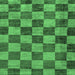 Square Machine Washable Checkered Emerald Green Modern Area Rugs, wshabs134emgrn