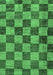 Machine Washable Checkered Emerald Green Modern Area Rugs, wshabs134emgrn