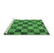 Sideview of Machine Washable Checkered Emerald Green Modern Area Rugs, wshabs134emgrn