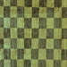 Square Machine Washable Checkered Turquoise Modern Area Rugs, wshabs134turq