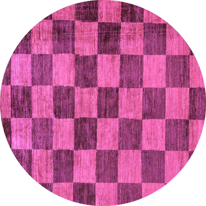 Round Checkered Purple Modern Rug, abs134pur