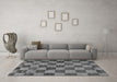 Machine Washable Checkered Gray Modern Rug in a Living Room,, wshabs134gry