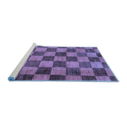 Sideview of Machine Washable Checkered Blue Modern Rug, wshabs134blu