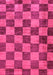 Machine Washable Checkered Pink Modern Rug, wshabs134pnk