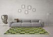 Machine Washable Checkered Turquoise Modern Area Rugs in a Living Room,, wshabs134turq