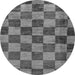 Round Checkered Gray Modern Rug, abs134gry