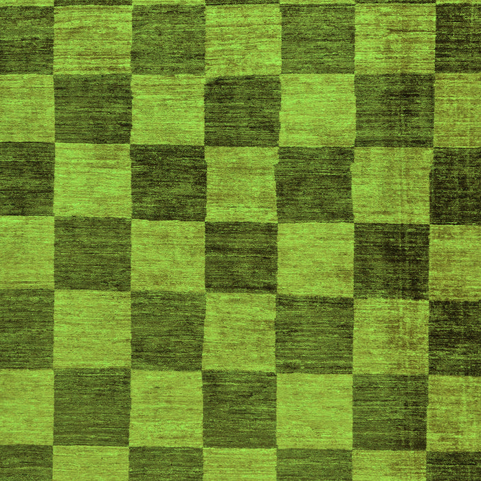 Machine Washable Checkered Green Modern Area Rugs, wshabs134grn