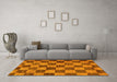 Machine Washable Checkered Yellow Modern Rug in a Living Room, wshabs134yw