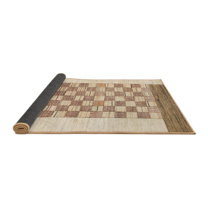 Sideview of Abstract Bronze Brown Checkered Rug, abs1350