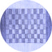 Round Checkered Blue Modern Rug, abs1350blu