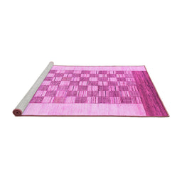 Sideview of Machine Washable Checkered Pink Modern Rug, wshabs1350pnk