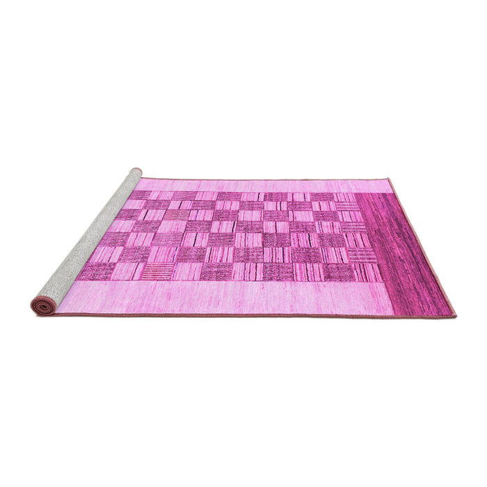 Sideview of Machine Washable Checkered Pink Modern Rug, wshabs1350pnk