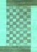 Machine Washable Checkered Turquoise Modern Area Rugs, wshabs1350turq