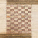 Square Abstract Bronze Brown Checkered Rug, abs1350