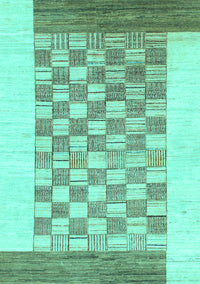 Checkered Turquoise Modern Rug, abs1350turq