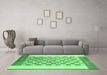 Machine Washable Checkered Emerald Green Modern Area Rugs in a Living Room,, wshabs1350emgrn