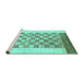 Sideview of Machine Washable Checkered Turquoise Modern Area Rugs, wshabs1350turq