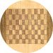 Round Machine Washable Checkered Brown Modern Rug, wshabs1350brn