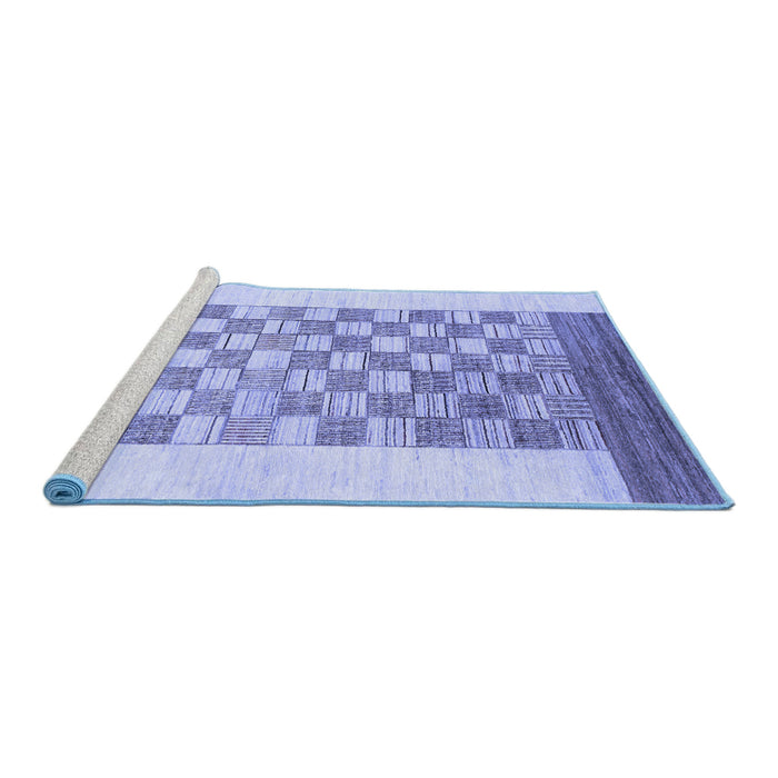 Sideview of Machine Washable Checkered Blue Modern Rug, wshabs1350blu
