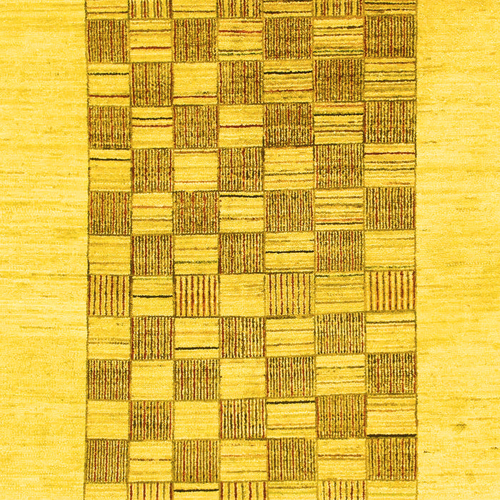 Machine Washable Checkered Yellow Modern Rug, wshabs1350yw