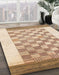 Abstract Bronze Brown Checkered Rug in Family Room, abs1350