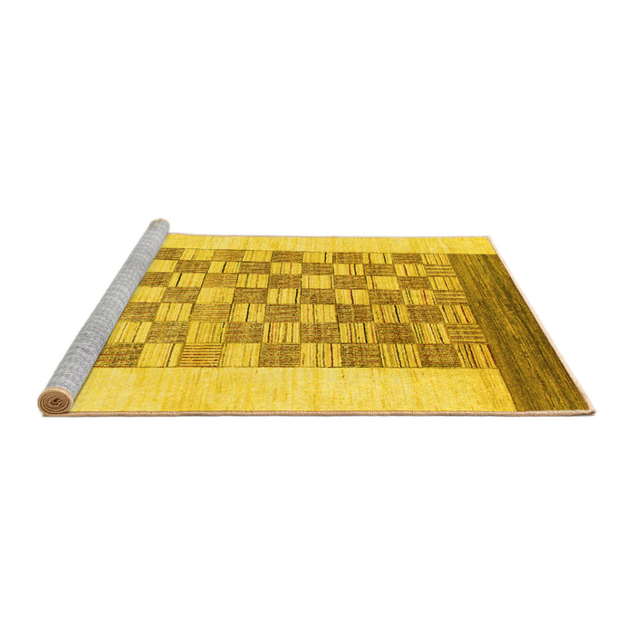 Sideview of Machine Washable Checkered Yellow Modern Rug, wshabs1350yw
