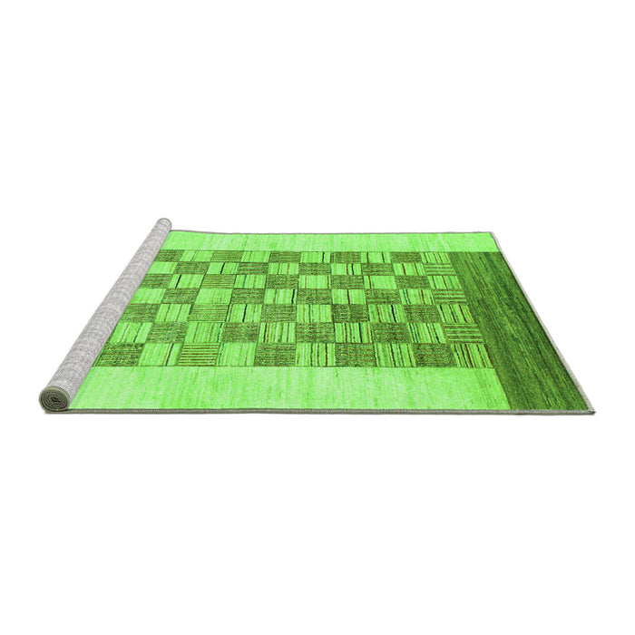 Sideview of Machine Washable Checkered Green Modern Area Rugs, wshabs1350grn