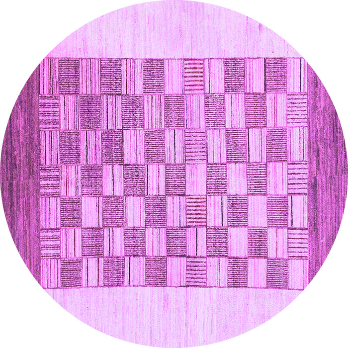 Round Checkered Purple Modern Rug, abs1350pur